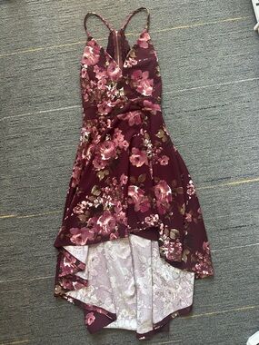 Windsor Burgundy Floral High-Low Dress